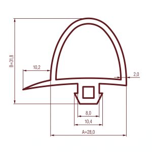 Uszczelka do drzwi chłodni silikonowa wciskana 28 x 31,8mm czarna  0991261